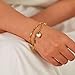 SHIMERITI Fashion 18K Gold Plated Stainless Steel Heart Charm Rectangle Chain Bracelet Double Layer Stack Adjustable Link Bracelet(Gold)