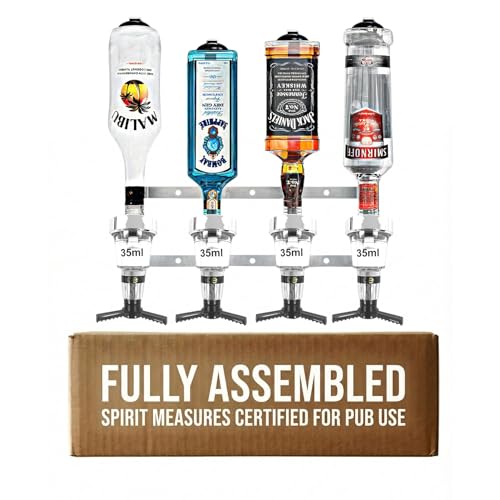 Chabrias Ltd Traditional Bottle 4 Wall Bar 35ml Chrome Optic Rail UK Made, Fully Assembled Metal Bracket & Pub Trade Compliant Traditional Spirit Optic, Fits 70cl–1.5L Bottles