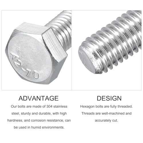 Image of METALLIXITY Hex Bolts (M8-1.25x150mm) 5Pcs, 304 Stainless Steel Coarse Fully Threaded Hex Head Screw Bolt Machine Screws - for Furniture Repair, Silver