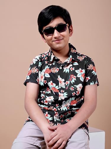 Image of Boys Printed Casual Shirt Short Sleeve Button Down Beach Shirt for Kids