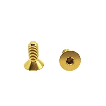 RISON Titanium Bolts 6pcs Steering Wheel Screw Bolts M5x12MM Titanium Steering Wheel Bolt Kits Gold Titanium Countersunk Screws Titanium Finish Flat Head Bolt