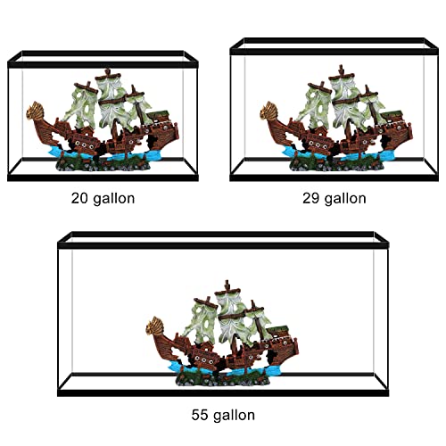 Large-Shipwreck-Aquarium-Decorations-Ornament-wSail-2-Pieces-20-Gallons-high-and-Larger-Fish-Tank-Sunken-Ship-Decoration-Ornaments-Pirate-Boat-Resin-Freshwater-Saltwater-Decor