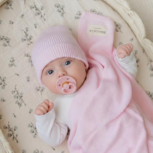 Image of Luladream Pacifier - Natural Rubber Nipple - Soft Teething Handle - for Infants Baby's and Toddlers, 0-18 Months (Blush Pink + Rose Petal)