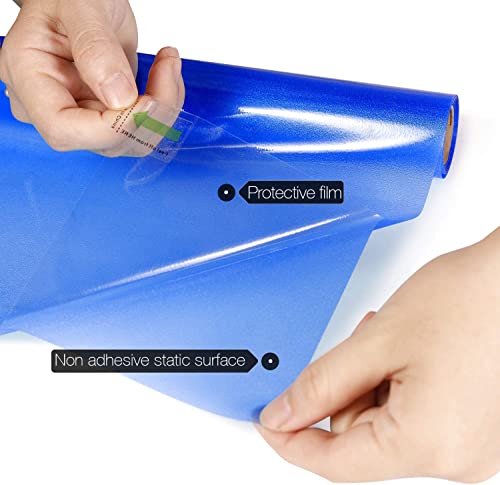 Image of HOME13 Sky Blue Frosted Privacy Window Film Non Adhesive Sun Blocking Heat Control Frosted Glass Sticker for Home, Office, Bathroom (24x80 Inches, Sky Blue Frosted)