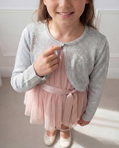 Image of BOLEROSE Girls Long Sleeve Sparkle Cardigan Childrens Kids Bolero Shrug