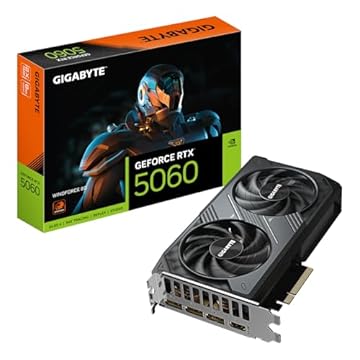 Placa de Vídeo Gigabyte RTX 5060 8GB GDDR7 128 BITS WINDFORCE GIGABYTE GV-N5060WF2-8GD