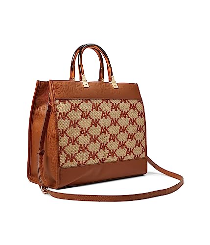 Anne Klein Large tote in embroidered AK straw2