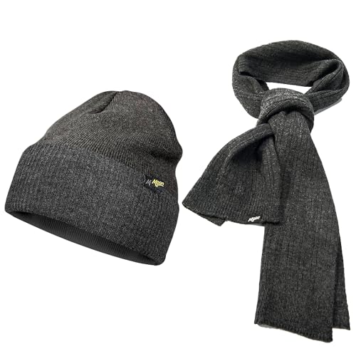 Womens Winter Warm Hat & Scarf Set, Soft Double Layer Knit, Cozy and Stretchy Caps with Scarf, for Travel & Outdoor Grey