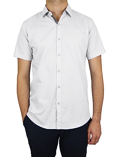Galaxy by Harvic Mens Slim Fit Short Sleeve Button Up Dress Shirt (S- 5XL)