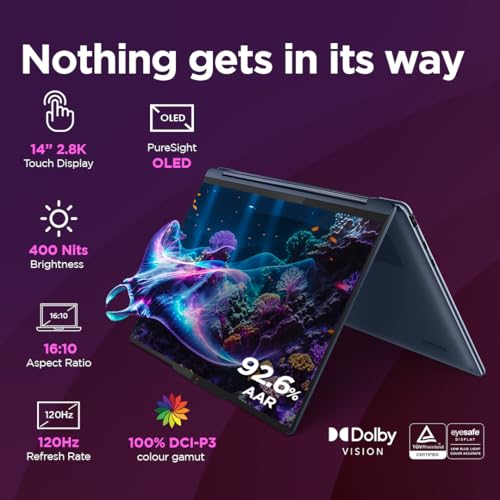 Lenovo Yoga 9 Intel Evo Core Ultra 7 155H Built-in AI 14"(35.5cm) 2.8K OLED 400Nits 2-in-1 Laptop (32GB/1TB SSD/Win 11/Office 21/Digital... - Image 3