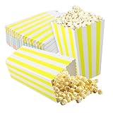 Housoutil 60 個 箱 縞模様の紙の箱 カラフルなポップコーンの箱 劇場 色 テーマ ストライプ 紙のポップコーン容器 パーティー用のスナックボックス 白段ボール 280g