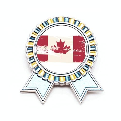 Broche motif canadien noir et rouge en métal taille M pour veste