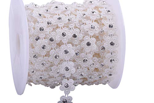 Kaoyoo 10 Yards Flower Shaped Beaded Chain Trim With Rhinestone For Wedding,Decoration,Diy #TOP20