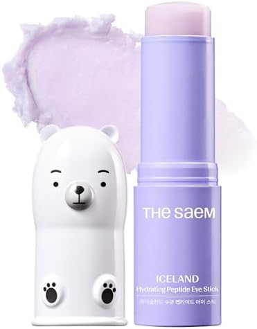 THESAEM Iceland Hydrating Peptide Eye Stick 0.38 oz - Elasticity, Cooling, Moisturizing Eye Balm for Loose Skin โ Under Eye Treatment - Balm to Smooth Skin Texture - Daisy Flower Scent