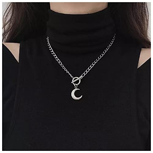 Dervivea Boho Luna Collar Gargantilla Media Luna Colgante Collar De Plata Collar De Media Luna Media Luna Broche Collar De Joyería Para Las Mujeres Y Las Niñas