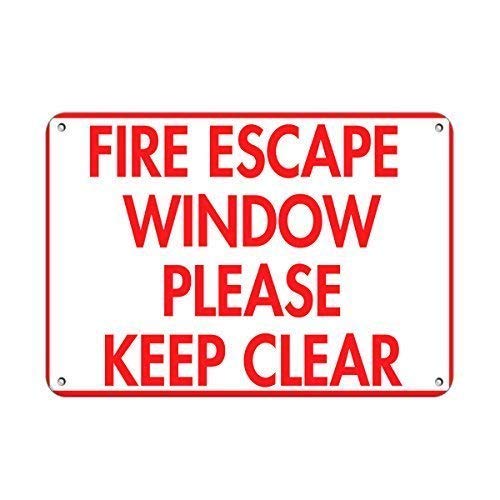 Metal Sign Fire Escape Window Keep Clear Hazard Sign Fire Sign for Outdoor & Indoor, 8"x12"