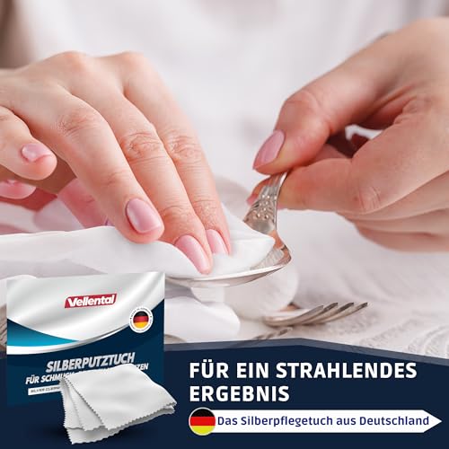 Silberputztuch für Schmuck, Besteck & Münzen - Silber Poliertuch zur Pflege und Reinigung von Echtsilber, Silberschmuck made in Germany