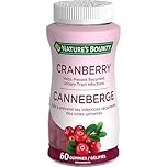 NATURE'S BOUNTY Cranberry, Used In Herbal Medicine To Help Prevent Recurrent Urinary Tract Infections (UTI), Provides Antioxidants, Easy-to-take Gummies, 180 g