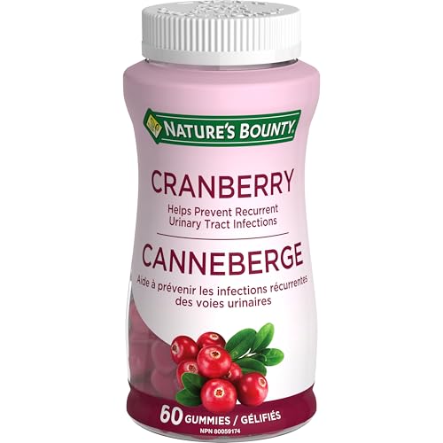 Nature’s Bounty Cranberry Gummies Herbal Supplement, Helps Prevent Recurrent UTIs, 60 Gummies, Multi-colored
