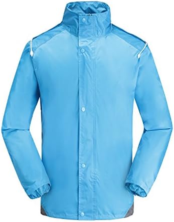 Maiyu Motorcycle Rain Gear 2 Piece Rain Suit Rain Jacket and Rain Pants Set (Blue, X-Large)
