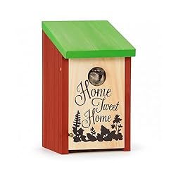 Relaxdays Caja Nido Pájaros, Casa Gorriones, Diseñ...: Colorida: La pajarera pequeña de colores mide aproximadamente 21,5 x 12 x 15,2 cm · Da un toque de color interesante en el jardín Idónea: La casa para pájaros es perfecta para aves pequeñas como gorriones, mirlos o periquitos Protección: La caja tien...