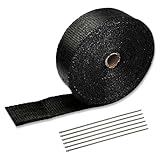 FGJQEFG Black 2' x 50' Exhaust Header Heat Wrap Roll with 10PCS Stainless Steel Locking Ties for Motorcycle Cars Heat Shield
