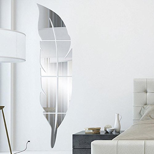 Hogar y Cocina Pegatinas de Pared de Espejo de Plumas extraíbles DIY Calcomanía Art Vinilo Decoración de habitación decoración hogar casa