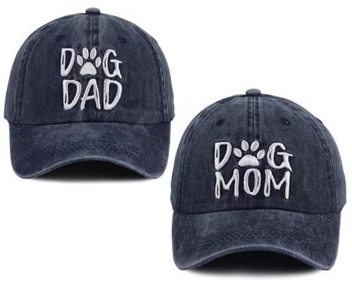 Image of Dog Mom Gifts for Women, Dog Dad Gifts for Men, Lover Matching Couple Hats Daddy Mama Husband Wife, Mothers Fathers Day Birthday from Daughter Son Navy