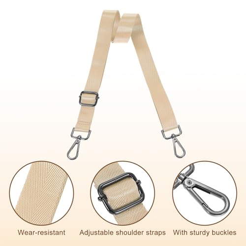 Image of uxcell Wide Shoulder Strap, 2.5cm Adjustable Purse Strap Replacement Crossbody Strap for Shoulder Bag Handbag, Light Gold, Black Pull Core Buckle