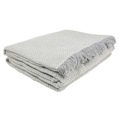 various-Colcha Multiusos para Sofá y Cama,Manta Foulard,Plaid de Práctica de Algodón-Poliéster,Cubresofá Cubrecama 180 x 260 cm,Color Gris