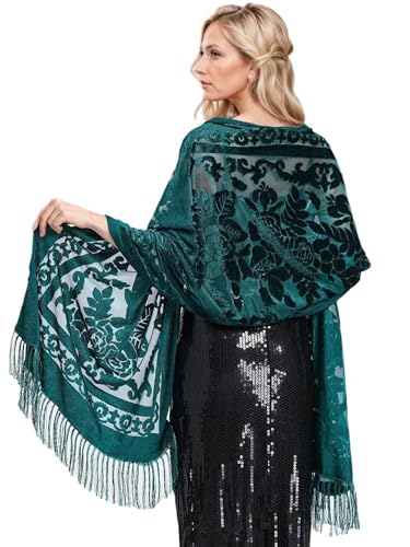 Peacock Velvet Shawl with Fringe Beaded Shawl for Women Peacock scarf Handmade Beading Indian Wraps for wome Tassel