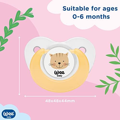 Wee Baby (4-Pack) Baby Dummies | Animal Designs Teething Dummy with Orthodontic Silicone Teat for Healthy Teeth | Newborn Dummies with Air Holes to Prevent Irritation | BPA Free Baby Dummy Multipack