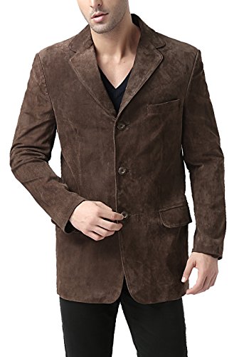 Bgsd Men Robert 3-Button Leather Blazer Suede Sport Coat Jacket Brown Medium #TOP1