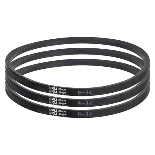 Image of uxcell 3 Pack B34 Classic Wrapped V-Belt, 36 inch Outside Circumference, Black Rubber Industrial V-Belt