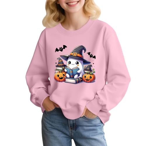 Halloween Cute Sweatshirts For Kids Spooky Season Ghost Funny Sweatshirt Crew Neck Long Sleeve Tops Cute Spooky Outfit