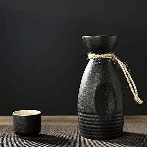 Japanese Sake Set, Sake Cup Set，Sake Bottle Crafts Cup，Sake Pot and Sake Cup， Japanese Sake Set 7 Pieces Sake Set, Black Glaze Ceramics Wine Glasses Set, Quaint Texture, for Cold/Warm/Hot Sake/Shochu/ - Thumbnail 7
