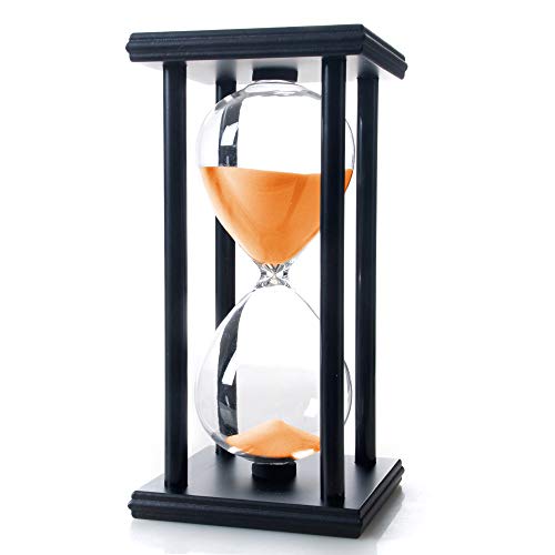 SinseD Bellaware Reloj de arena de 60 minutos, temporizador de arena de madera (arena naranja, 60 min)