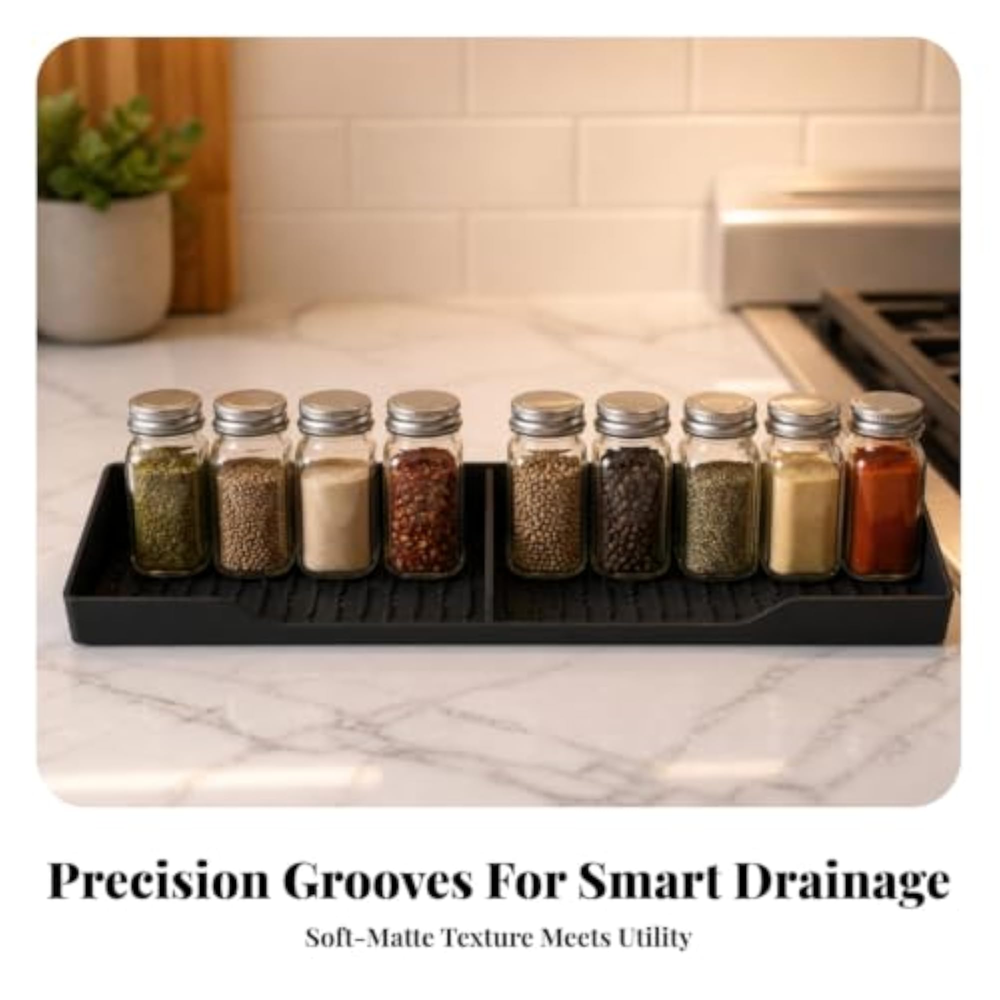 Flexible Silicone Kitchen Mat with Grooved Base