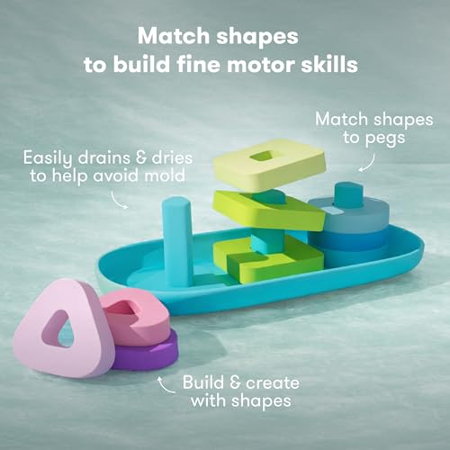 Image of Frida Baby Sort + Solve Bath Puzzle Bath Toy, Matching + Sorting Bath Toys for Toddlers, Play with Purpose, Develop Fine Motor Skills, Sequencing, Problem Solving, Count, Learn Shapes & Colors