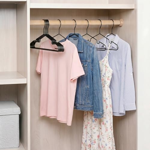 20 Pack Black Aluminum Hangers, 16.5 Inch Non-Slip Metal Clothes Hangers, Lightweight Sturdy and Bulk Space-Saving Hangers for Pants, Skirt, Shirt, Dress, Tie by VWV - Image 7
