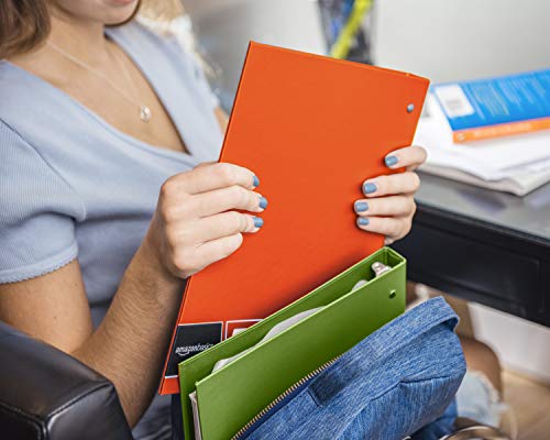 Amazon Basics ¾ Inch 3-Ring Binder Holds 100 Loose-Leaf Paper Sheets 10.5” X 8” or 11” X 8.5”, Metal-Colored Design in Orange and Olive Colors – 2-Pack - Thumbnail 4
