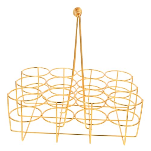 FELTECHELECTR Bar Beer Basket Holder Carrier 12-bottle Gold Iron Beer Storage Rack for Bar and Ktv Use Small Size