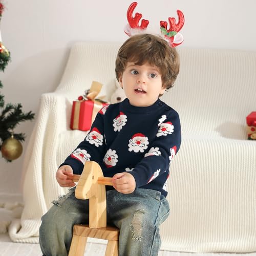 Toddler Boy Girl Christmas Sweater Kids Knit Santa Claus Pullover Sweaters Unisex Winter Long Sleeve Outfits 18M-6T4