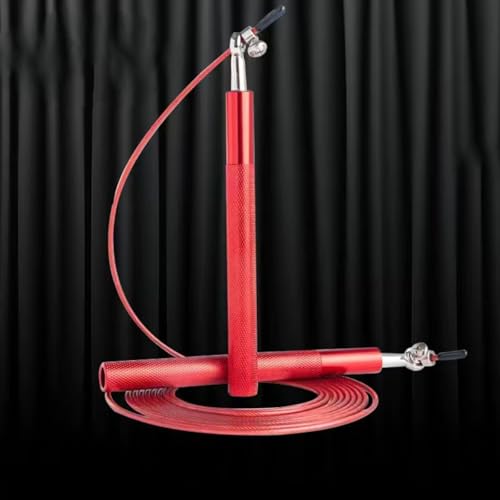 UVCMDUI Cuerda de Saltar, Skipping Rope Adult Fitness, Cuerda de Saltar de Velocidad, Jumping Rope Adjustable, Apto para Adultos Y NiñOs, con Cuerda de Repuesto Y Bolsa de Almacenamiento,Rojo