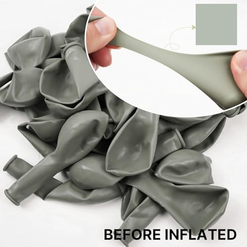 Image of PartyWoo Dusty Green Balloons 140pcs Different Sizes Pack of 18 12 10 5 Inch Sage Olive Eucalyptus Green Boho Neutral Balloon Arch Kit for Jungle Woodland Theme Birthday Party Decorations Green-F59