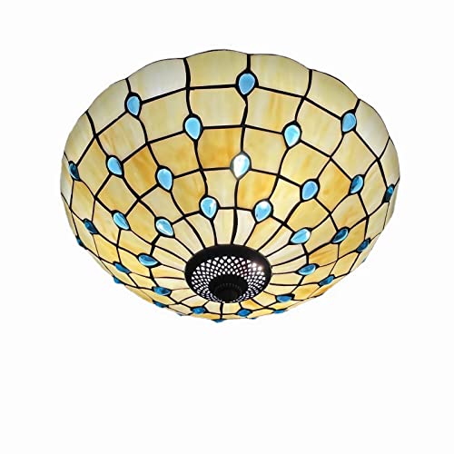 Lustre en verre teinté haut de gamme style Tiffany pour séjour et îlot de cuisine