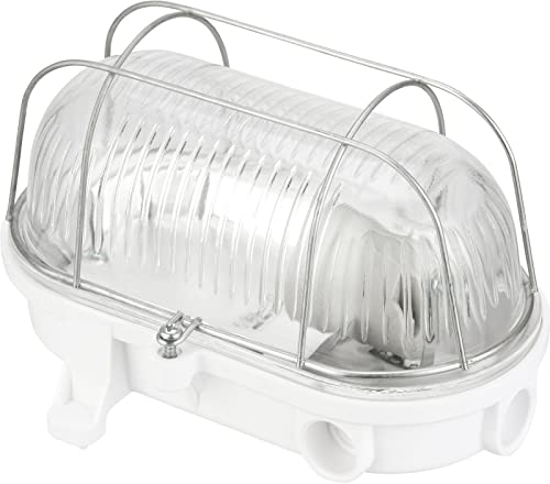 Preisvergleich Produktbild ADAKAT Kellerlampe Bulkhead E27 IP54, Glasabdeckung, Metallgitter, max. 100W