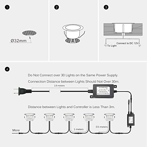 Qaca 20Pcs Low Voltage Led Deck Lights Kits Multi-Color Rgb Stainless Steel Waterproof Outdoor Recessed Wood Decoration Lamps Landscape Pathway Patio Step Stairs Led In-Ground Lighting(Silver Border) #TOP5