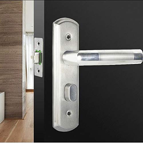 Poignée porte intérieure chambre acier inoxydable avec serrure sécurité silencieuse - 4
