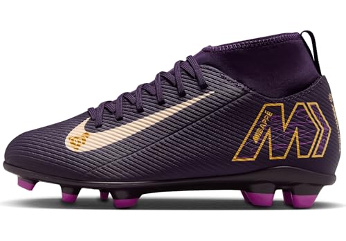 Nike Jr. Mercurial Superfly 10 Club Little/Big Kids' MG High-Top Soccer Cleats (HF6283-500, Grand Purple/Pale Ivory)